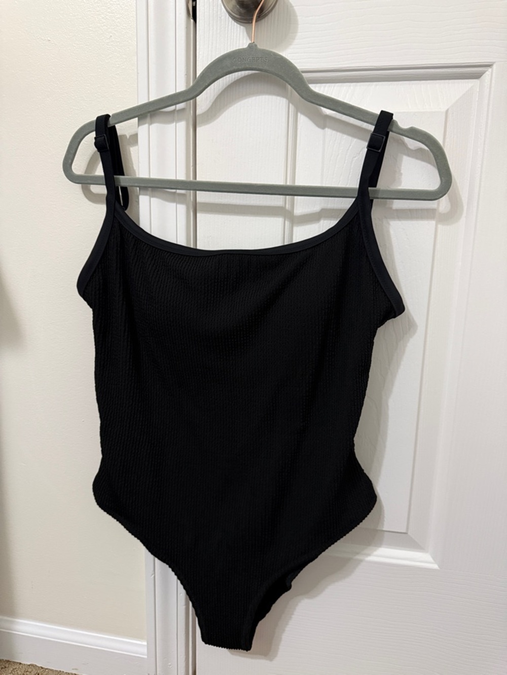 Black Ribbed One-Piece Swimsuit - Classic Tank Style